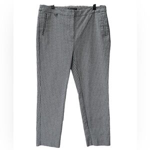 Adrianna Papell Black White Abstract Zippered Ankle Pants Stretch Size 14